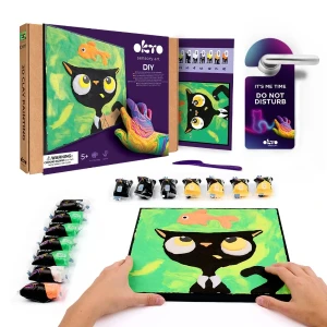 Tablou 3d pe numere din plastilină aerată air clay 29×29 cm – pisica neagră