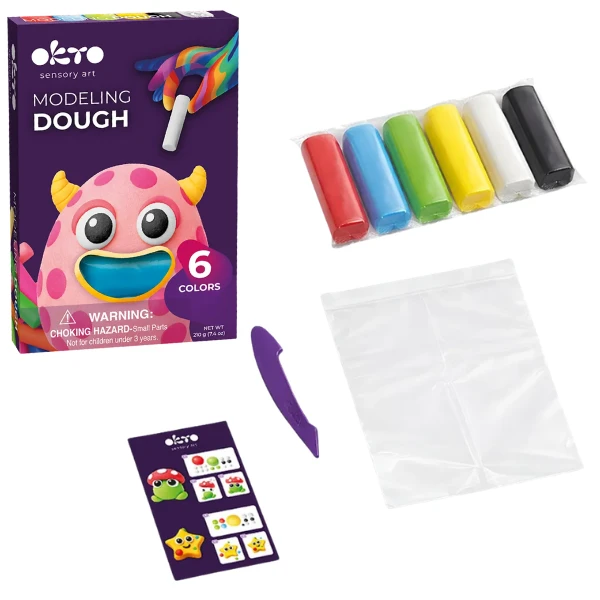 Set creativ cu plastilină aerată air clay okto, 6 buc × 6 g 3
