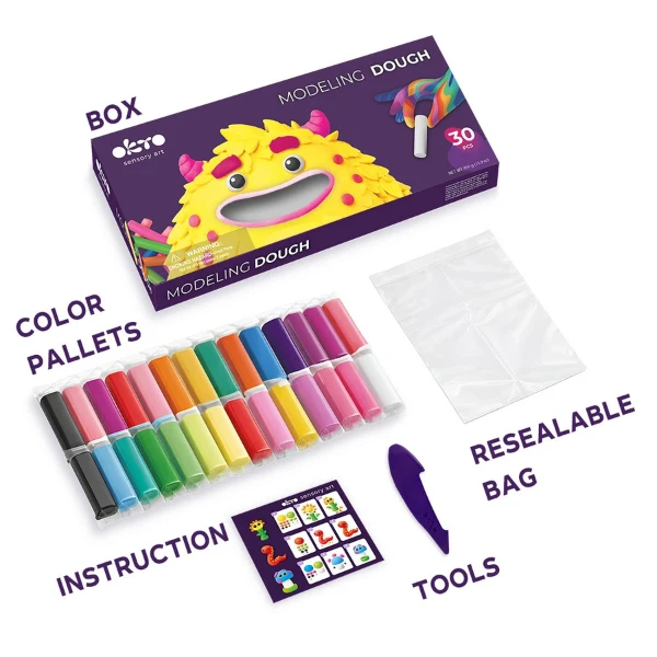 Set creativ cu plastilină aerată air clay okto, 30 buc × 6 g 4