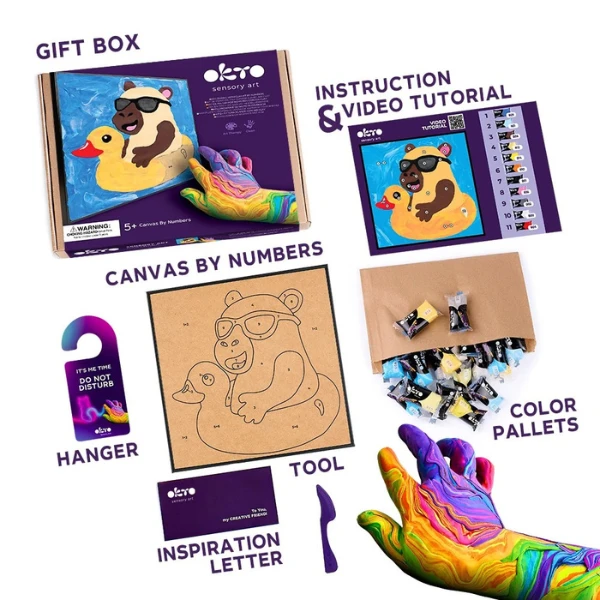 Pictură pe numere 3d cu plastilină aerată air clay 29x29 сm – capibara 7