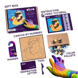 Pictură pe numere 3d cu plastilină aerată air clay 29x29 сm – capibara Thumbnail 7