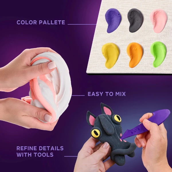Set creativ diy cu plastilină aerată air clay lumi mici "pisica-fantomă" 3