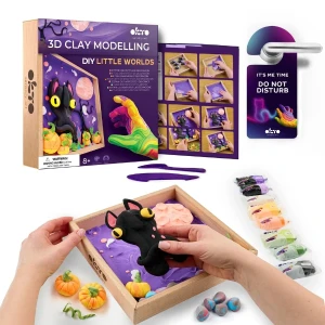 Set creativ diy cu plastilină aerată air clay lumi mici "pisica-fantomă"