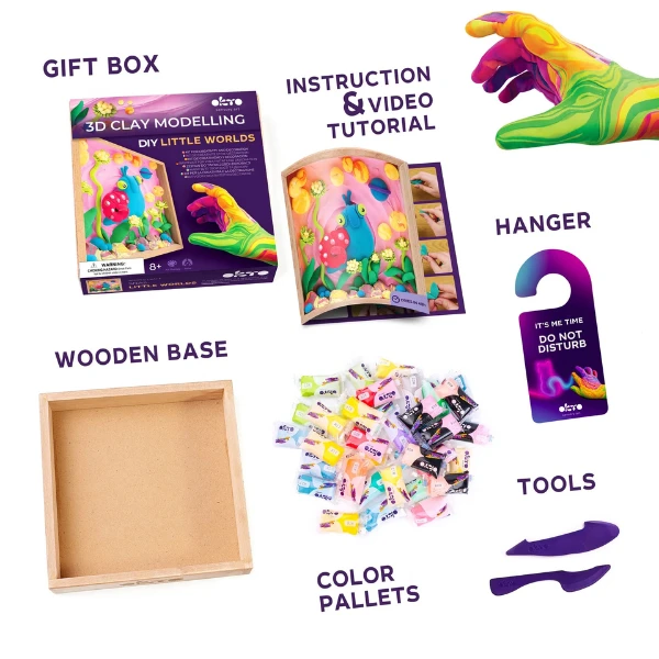 Set creativ diy cu plastilină aerată air clay lumi mici "melc" 7