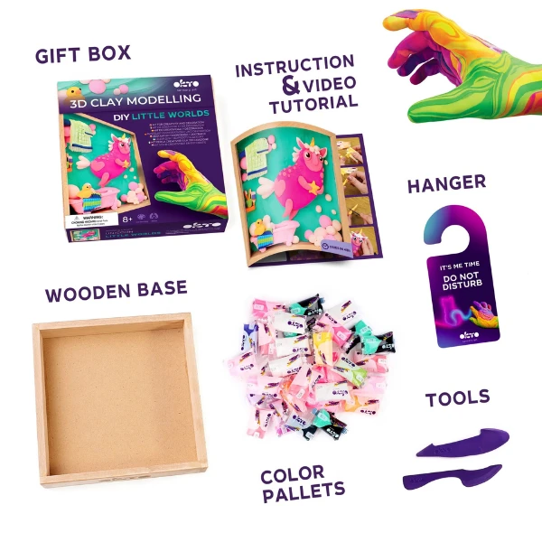 Set creativ diy cu plastilină aerată air clay lumi mici "unicorn" 7