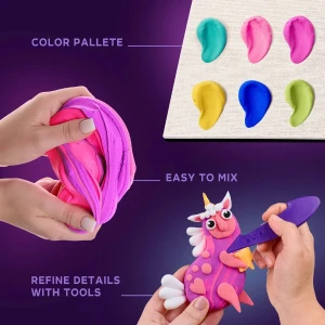 Set creativ diy cu plastilină aerată air clay lumi mici "unicorn" Thumbnail 3