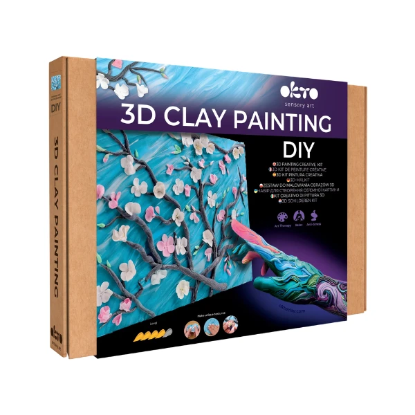 Tablou 3d cu plastilină aerată air clay 30x40 сm – ramuri de migdal înflorit 2