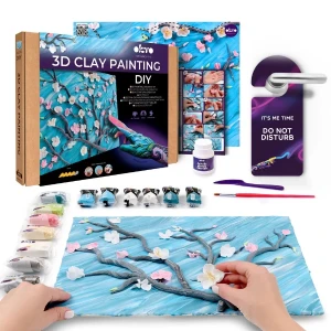 Tablou 3d cu plastilină aerată air clay 30x40 сm – ramuri de migdal înflorit