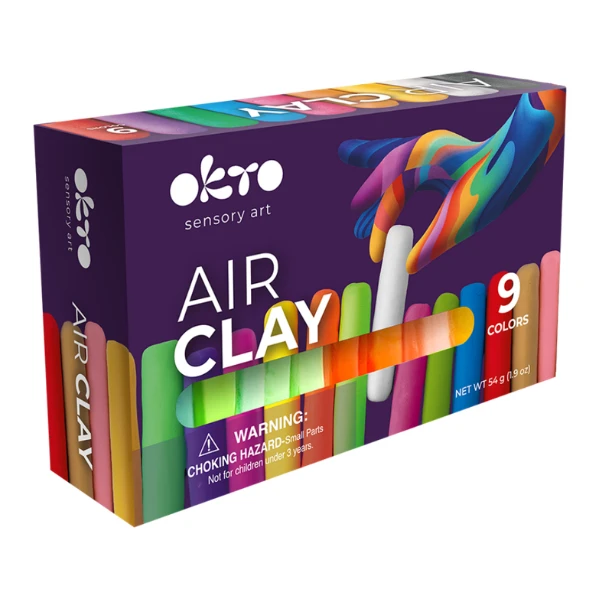 Set creativ cu plastilină aerată air clay okto, 9 buc × 6 g 3