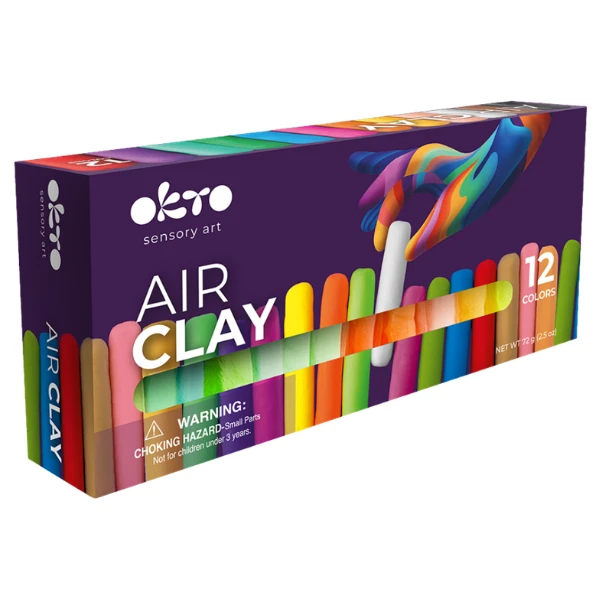 Set creativ cu plastilină aerată air clay okto, 12 buc × 6 g 3