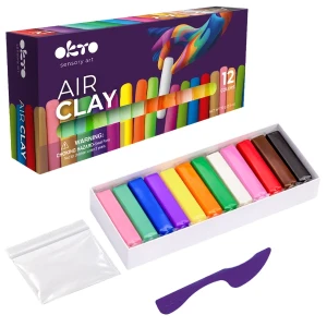 Set creativ cu plastilină aerată air clay okto, 12 buc × 6 g
