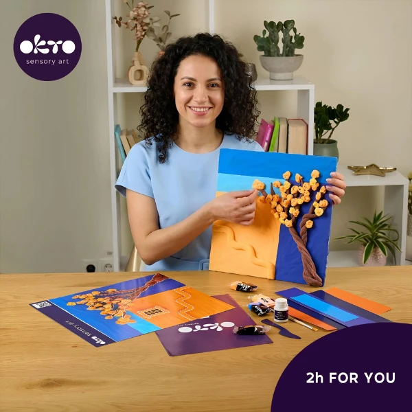 Tablou 3d cu plastilină aerată air clay 30x30 сm – după-amiază aurie 6