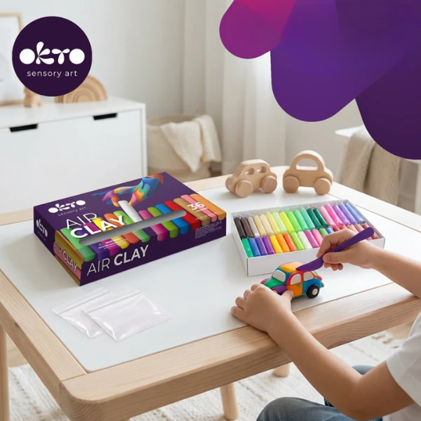 Set creativ cu plastilină aerată air clay okto, 36 buc × 6 g 4