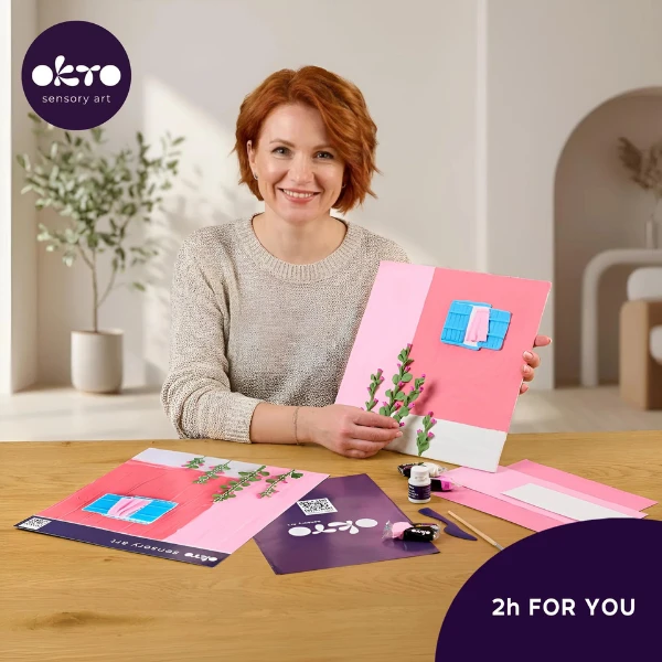 Tablou 3d cu plastilină aerată air clay 30x30 сm – dimineață roz 6