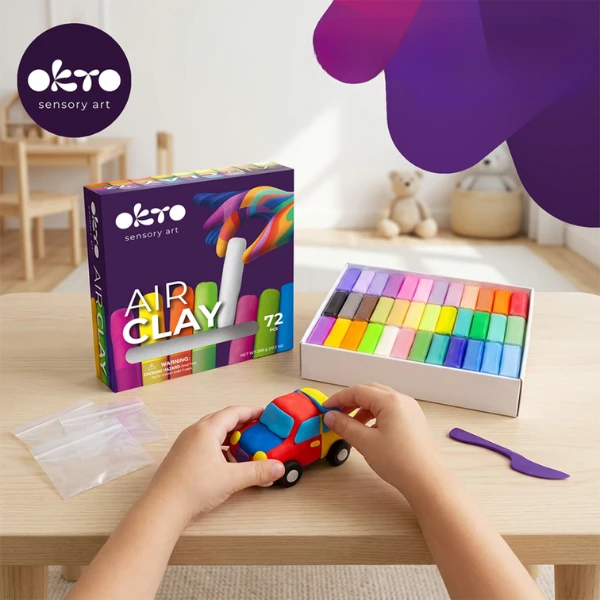 Set creativ cu plastilină aerată air clay okto, 72 buc × 6 g 6