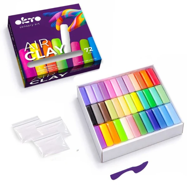Set creativ cu plastilină aerată air clay okto, 72 buc × 6 g 4