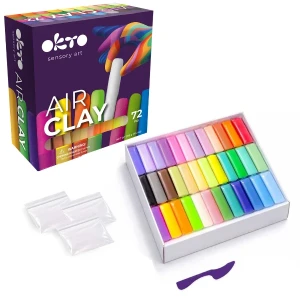 Set creativ cu plastilină aerată air clay okto, 72 buc × 6 g
