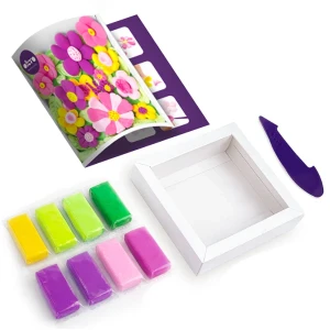Tablou 3d pe numere din plastilină aerată air clay 15×15 cm – grădină cu flori Thumbnail 2