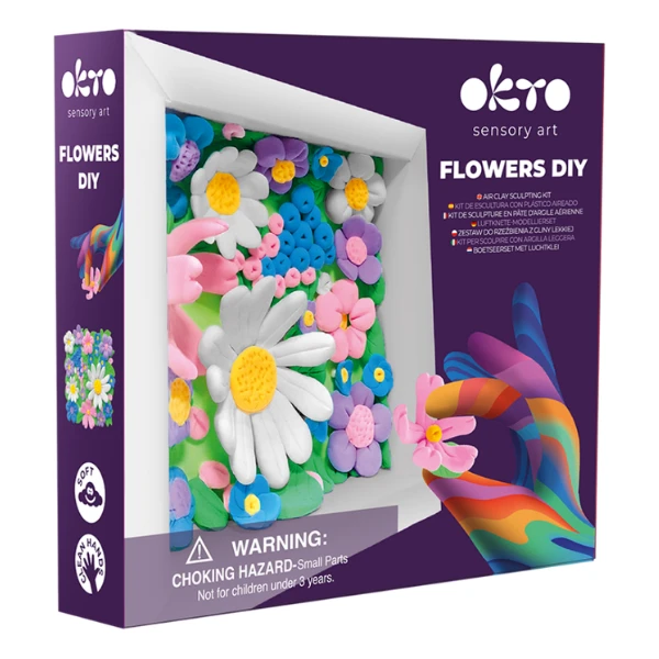 Tablou 3d pe numere din plastilină aerată air clay 15×15 cm – câmp cu flori 3