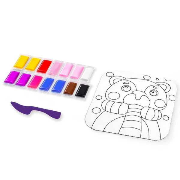 Tablou 3d pe numere din plastilină aerată air clay 24×24 cm – ursuleț 2