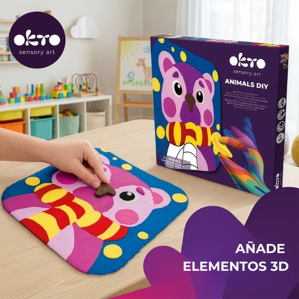 Tablou 3d pe numere din plastilină aerată air clay 24×24 cm – ursuleț 5
