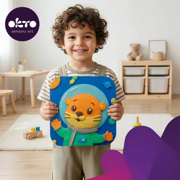 Tablou 3d pe numere din plastilină aerată air clay 24×24 cm – vidră 4