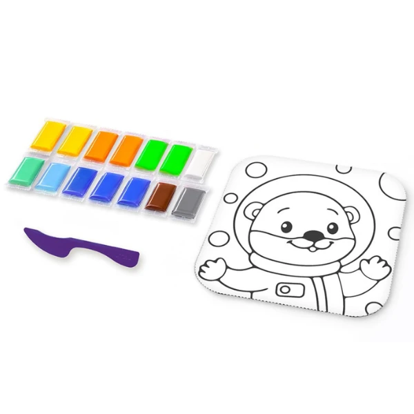 Tablou 3d pe numere din plastilină aerată air clay 24×24 cm – vidră 2