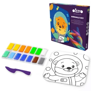 Tablou 3d pe numere din plastilină aerată air clay 24×24 cm – vidră