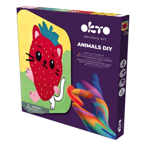 Tablou 3d pe numere din plastilină aerată air clay 24×24 cm – pisica căpșunică 3