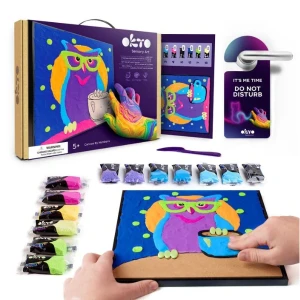 Pictură pe numere 3d cu plastilină aerată air clay 29x29 сm – bufniță