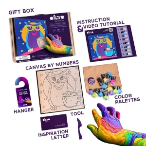 Pictură pe numere 3d cu plastilină aerată air clay 29x29 сm – bufniță Thumbnail 7