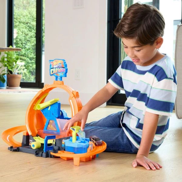 Set de joacă hot wheels city „mega spălătorie auto cu buclă” 7