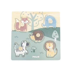 Puzzle din lemn cu buton „Animale sălbatice&quot; 5 elem.