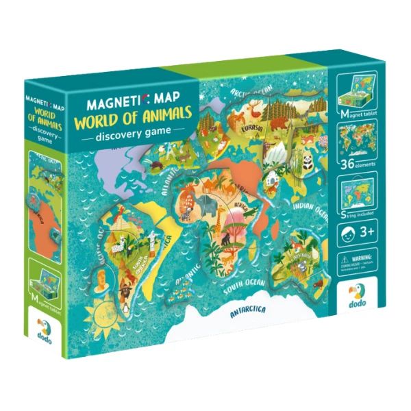 Магнитная игра "карта мира: животные", 1 магнитная доска, 36 элем. 3