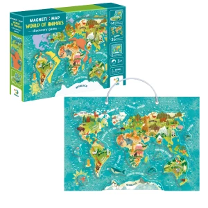 Joc magnetic  &quot;Harta lumii: Animale&quot;, 1 tablă magnetică, 36 elem.