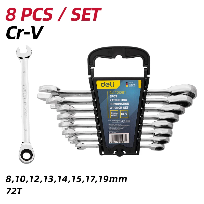 Set de chei combinate cu clichet deli – 8 piese 3
