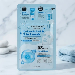 Маска для лица kiss beauty, 3 в 1, гиалуроновая кислота, 1333-07ha