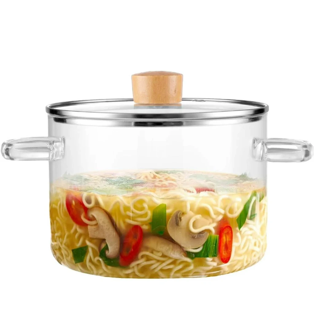 Кастрюля стеклянная, с крышкой 1,8 л, 16x9 cм 2