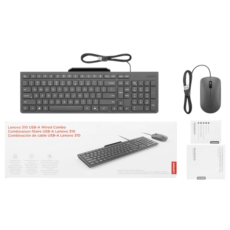 Set tastatură + mouse lenovo 310, cu fir, luna grey 4