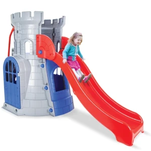 Căsuță cu tobogan ”castel”, gri Thumbnail 3