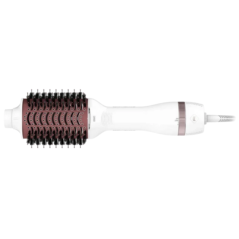 Uscător de păr-perie rowenta volumizer oval brush cf6135f0, 800 w, alb | roz 2