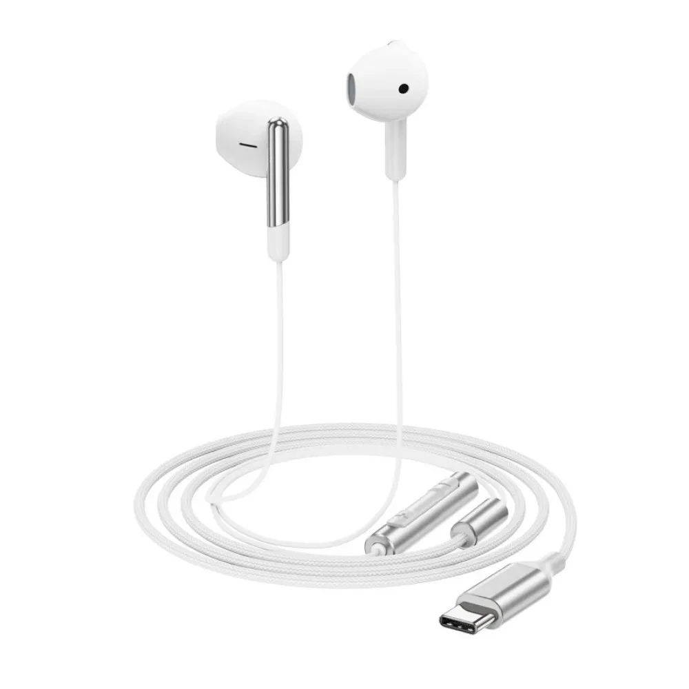 Проводные полувставные наушники acefast l13 usb-c с микрофоном, белые. 2