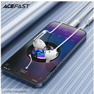 Проводные полувставные наушники acefast l13 usb-c с микрофоном, белые.