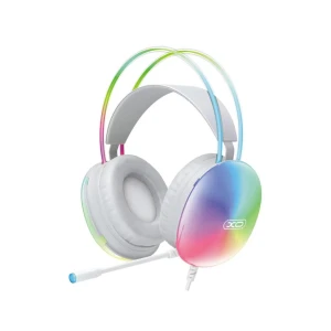 Игровая гарнитура xo ge11 с яркой rgb-подсветкой и микрофоном (usb + 3,5 мм, адаптер), белая.