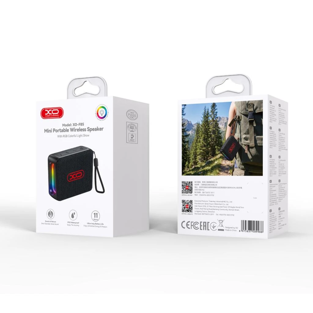 Бумбокс xo f85 с rgb-подсветкой (поддерживает usb-флешки/tf-карты), черный 2