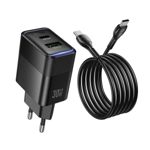 Set încărcător hoco cs112a lounge pd30w+qc3.0 (c la c)(eu) negru