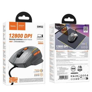 Mouse de gaming cu fir hoco gm52 reddy rgb, negru, gri Thumbnail 3