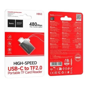 Cititor de carduri mini tf hoco hb53 type-c 2.0 negru Thumbnail 3
