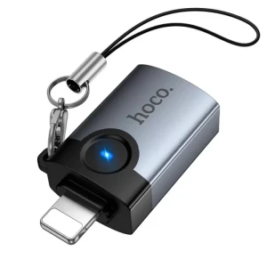 Адаптер hoco ua46 victory ip "папа" — "мама" usb "мама", металлический, серый.