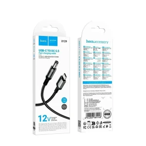Cablu de încărcare hoco x129 advantage 12v, de la tip c la dc5.5, negru Thumbnail 2